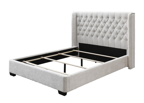 Daphne Ivory Boucle Queen Upholstered Panel Bed from Crown Mark - Luna Furniture