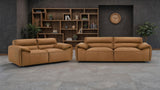 Buxton Orange 2-Piece Leather Upholstered Sofa Living Room Set from Coaster - Luna Furniture