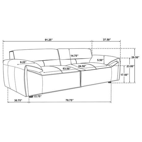 Buxton Graphite Top Grain Leather Upholstered Sofa from Coaster - Luna Furniture