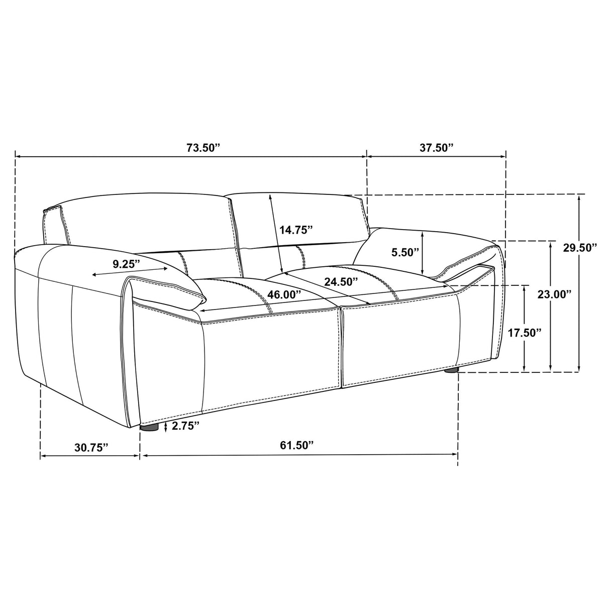Buxton Graphite Top Grain Leather Upholstered Loveseat from Coaster - Luna Furniture