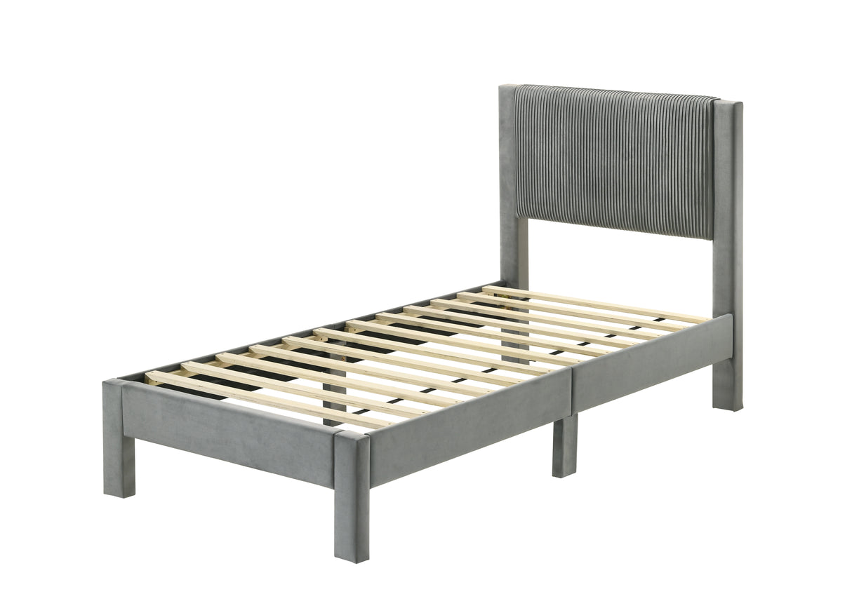 Lucia Light Gray Twin Platform Bed from Crown Mark - Luna Furniture