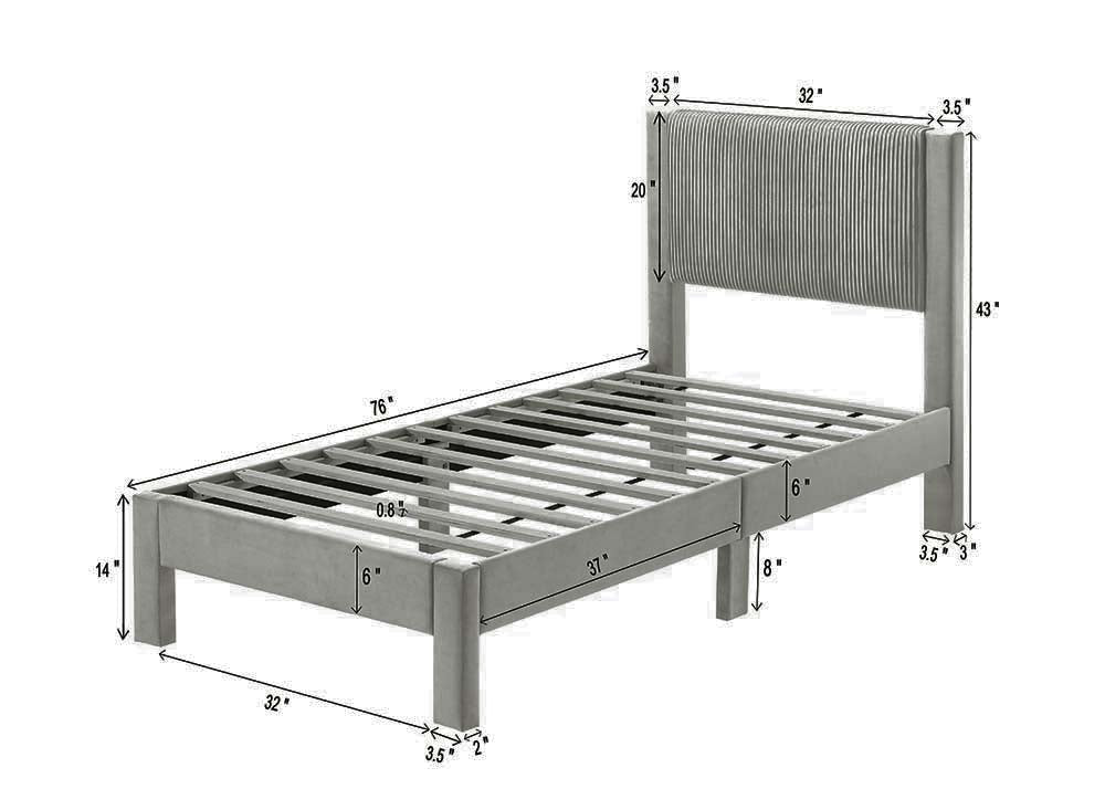 Lucia Light Gray Twin Platform Bed from Crown Mark - Luna Furniture