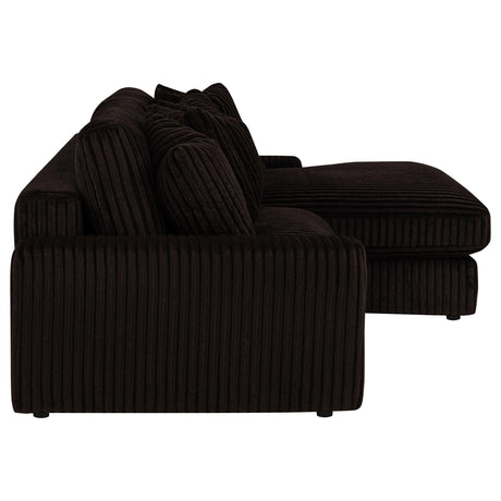 Blaine Chocolate Brown Upholstered Reversible Chaise Sectional Sofa from Coaster - Luna Furniture