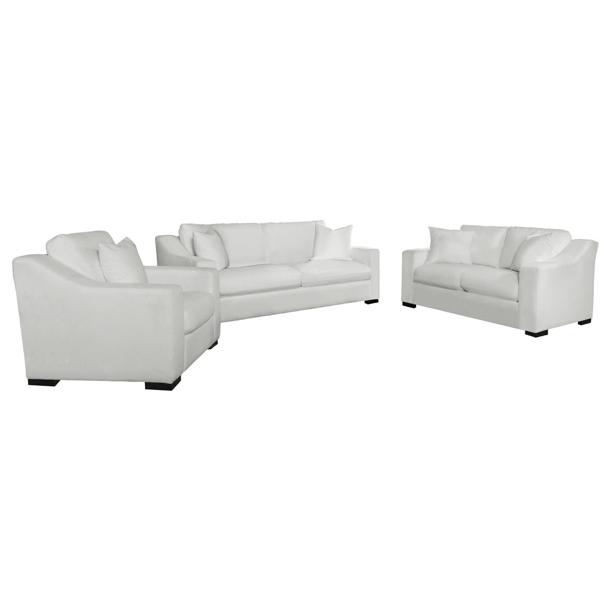 Ashlyn White Upholstered 3-Piece Sloped Arms Living Room Set from Coaster - Luna Furniture
