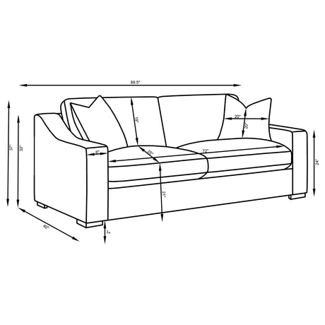 Ashlyn White Upholstered 3-Piece Sloped Arms Living Room Set from Coaster - Luna Furniture