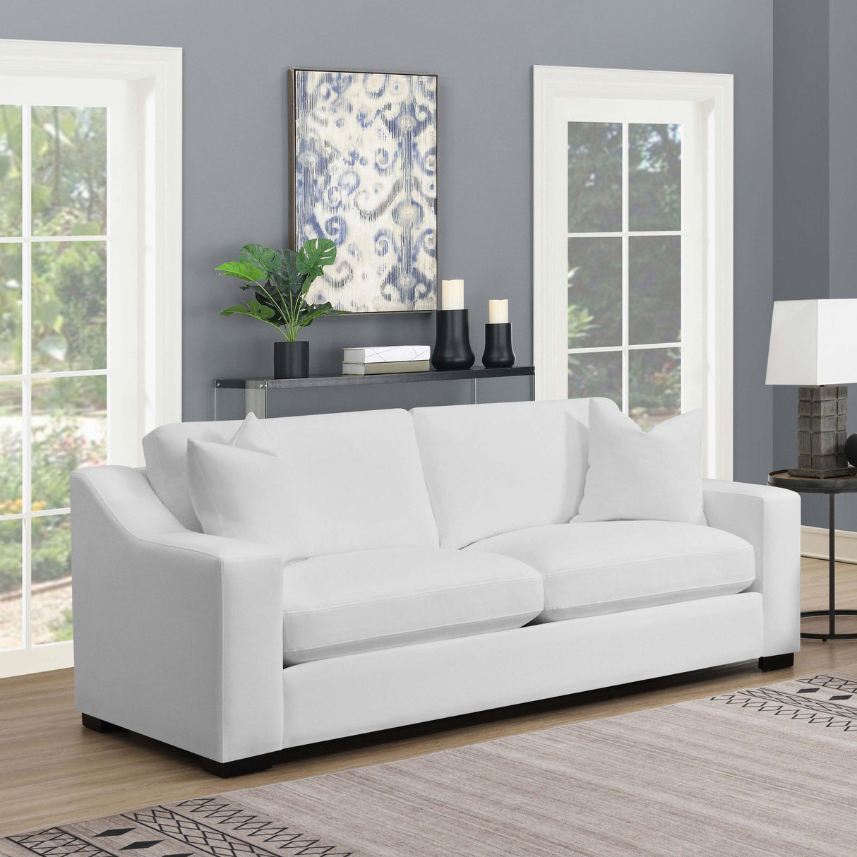 Ashlyn White Upholstered Sloped Arms Sofa from Coaster - Luna Furniture