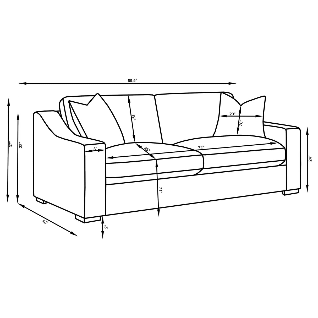 Ashlyn White Upholstered Sloped Arms Sofa from Coaster - Luna Furniture