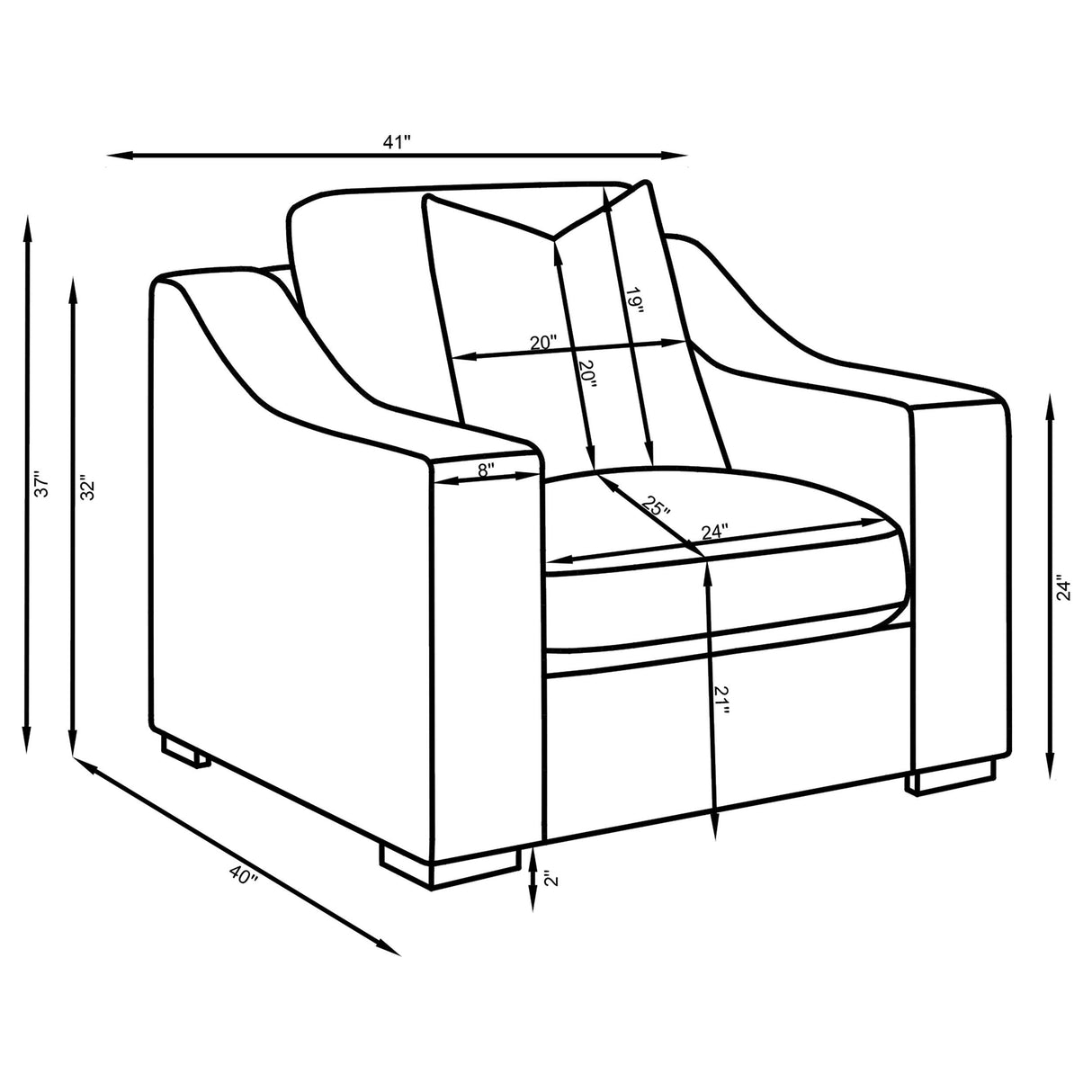 Ashlyn White Upholstered Sloped Arms Chair from Coaster - Luna Furniture