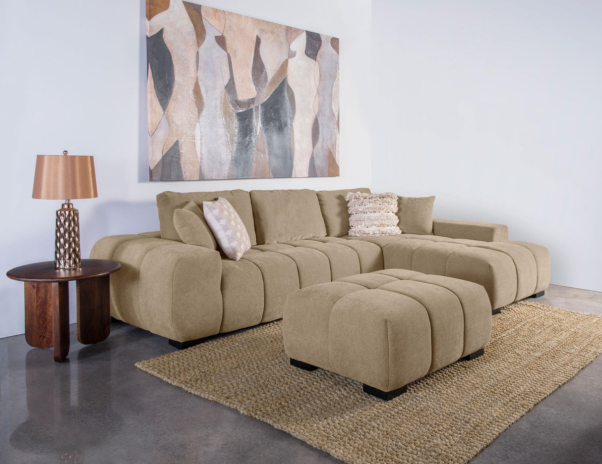 Octavia Camel Upholstered Sectional Chaise Sofa from Coaster - Luna Furniture