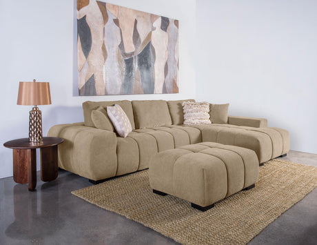 Octavia Camel Upholstered Sectional Chaise Sofa from Coaster - Luna Furniture