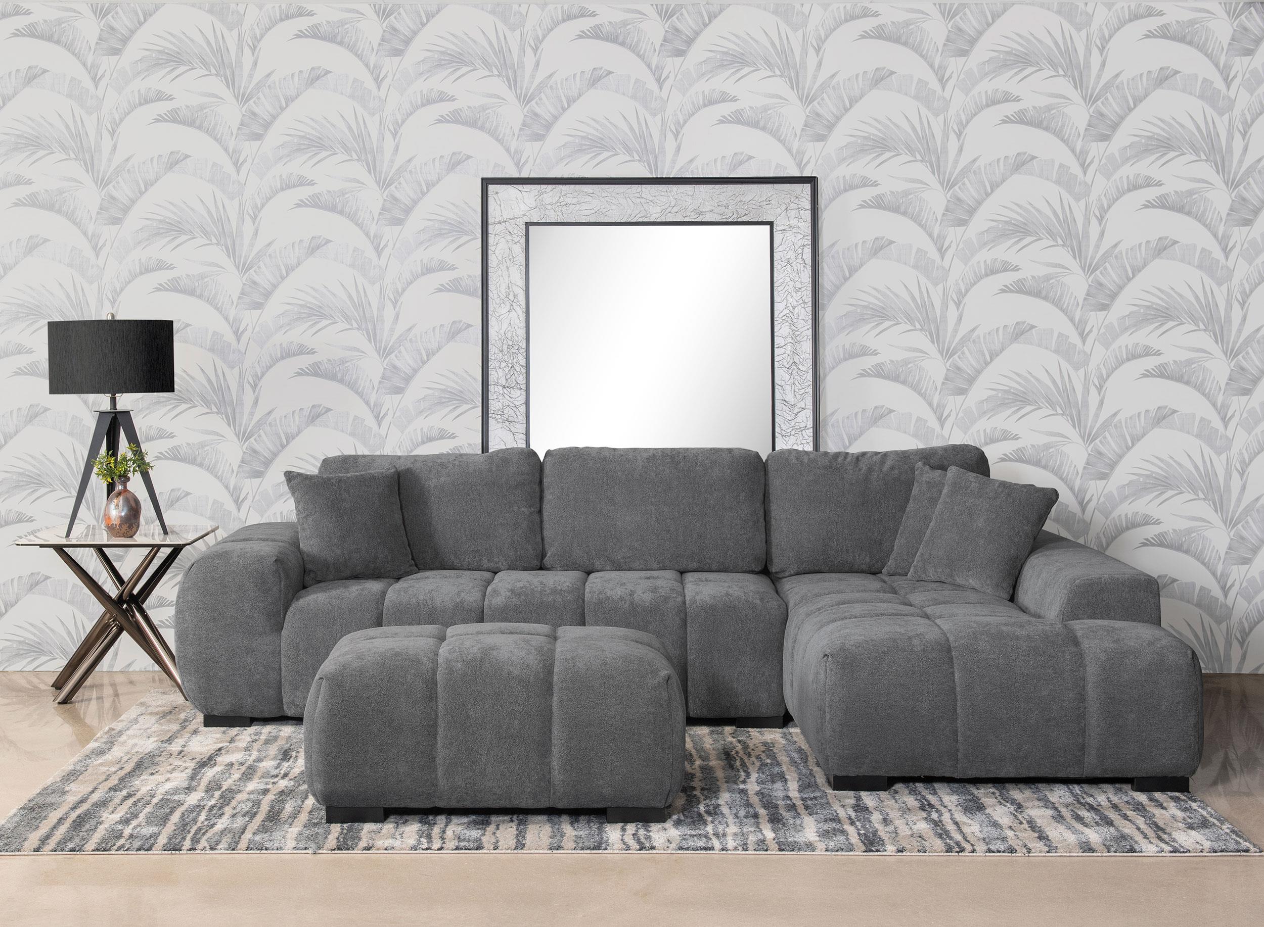 Coaster Octavia Charcoal Gray Upholstered Sectional Chaise Sofa
