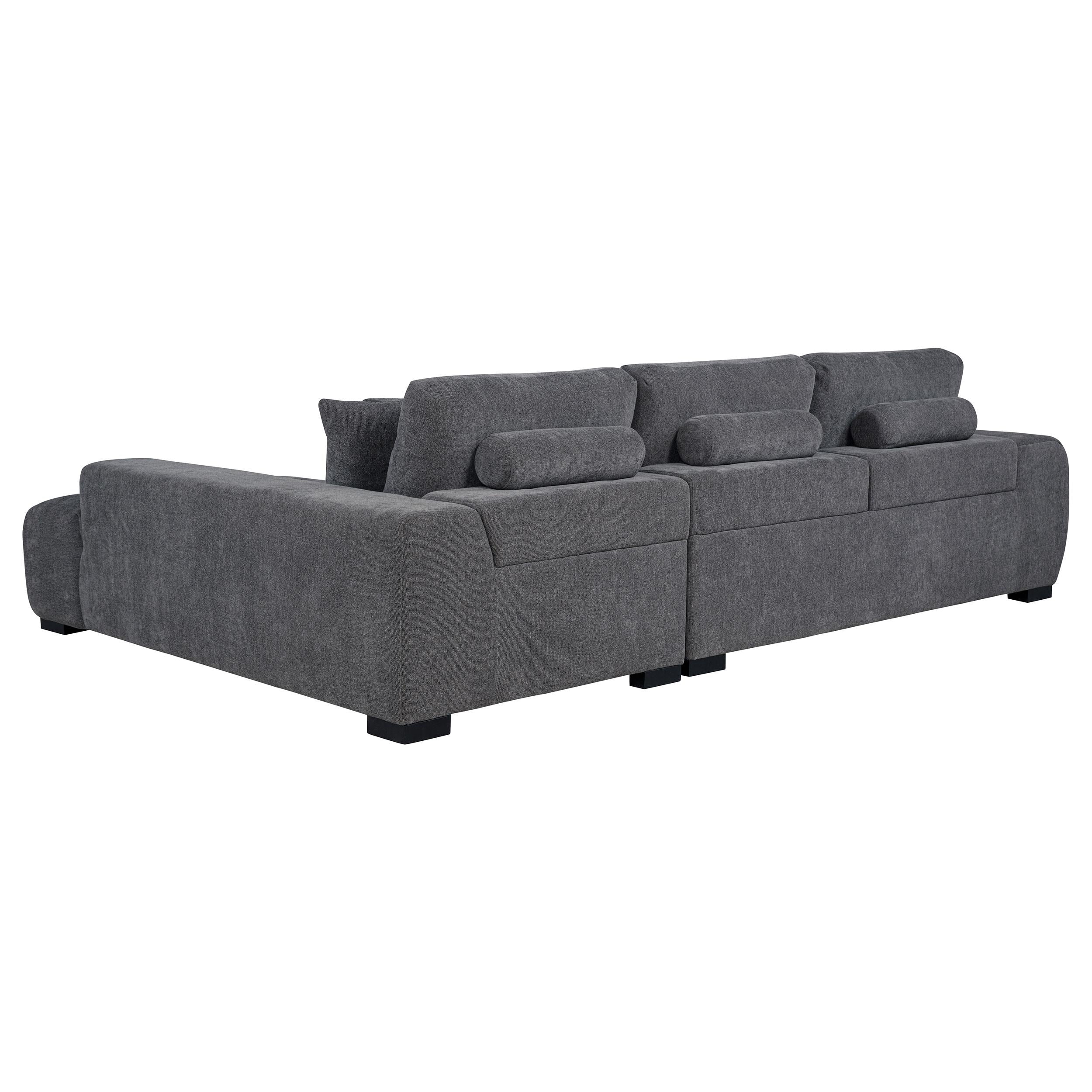 Coaster Octavia Charcoal Gray Upholstered Sectional Chaise Sofa