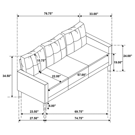 Bowen Gray 2-Piece Upholstered Track Arm Living Room Set from Coaster - Luna Furniture