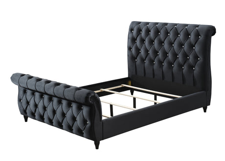 Kyrie Black King Upholstered Bed from Crown Mark - Luna Furniture