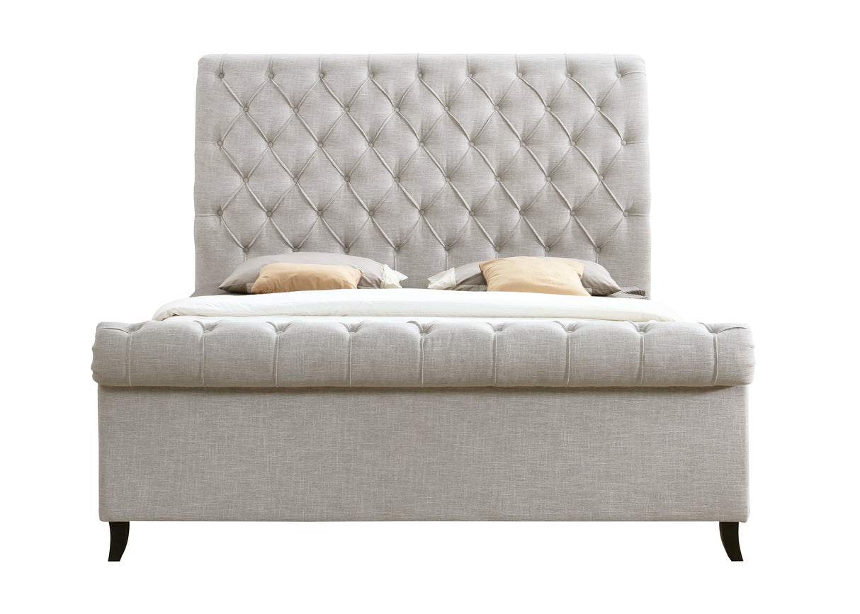 Kate Light Gray Queen Upholstered Sleigh Platform Bed from Crown Mark - Luna Furniture