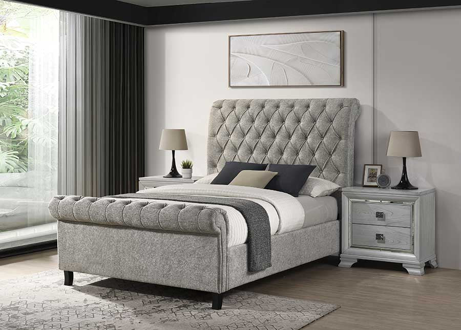 Kate Gray Upholstery Queen Bed from Crown Mark - Luna Furniture