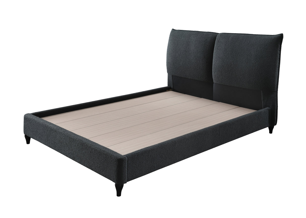 Jenn Charcoal Boucle King Upholstered Platform Bed