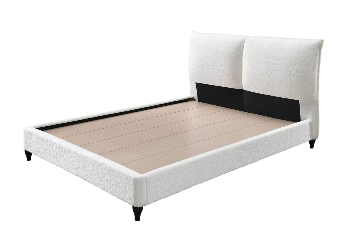 Jenn White Boucle King Upholstered Platform Bed