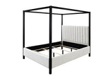 Adalyn Black/White Boucle Queen Canopy Bed