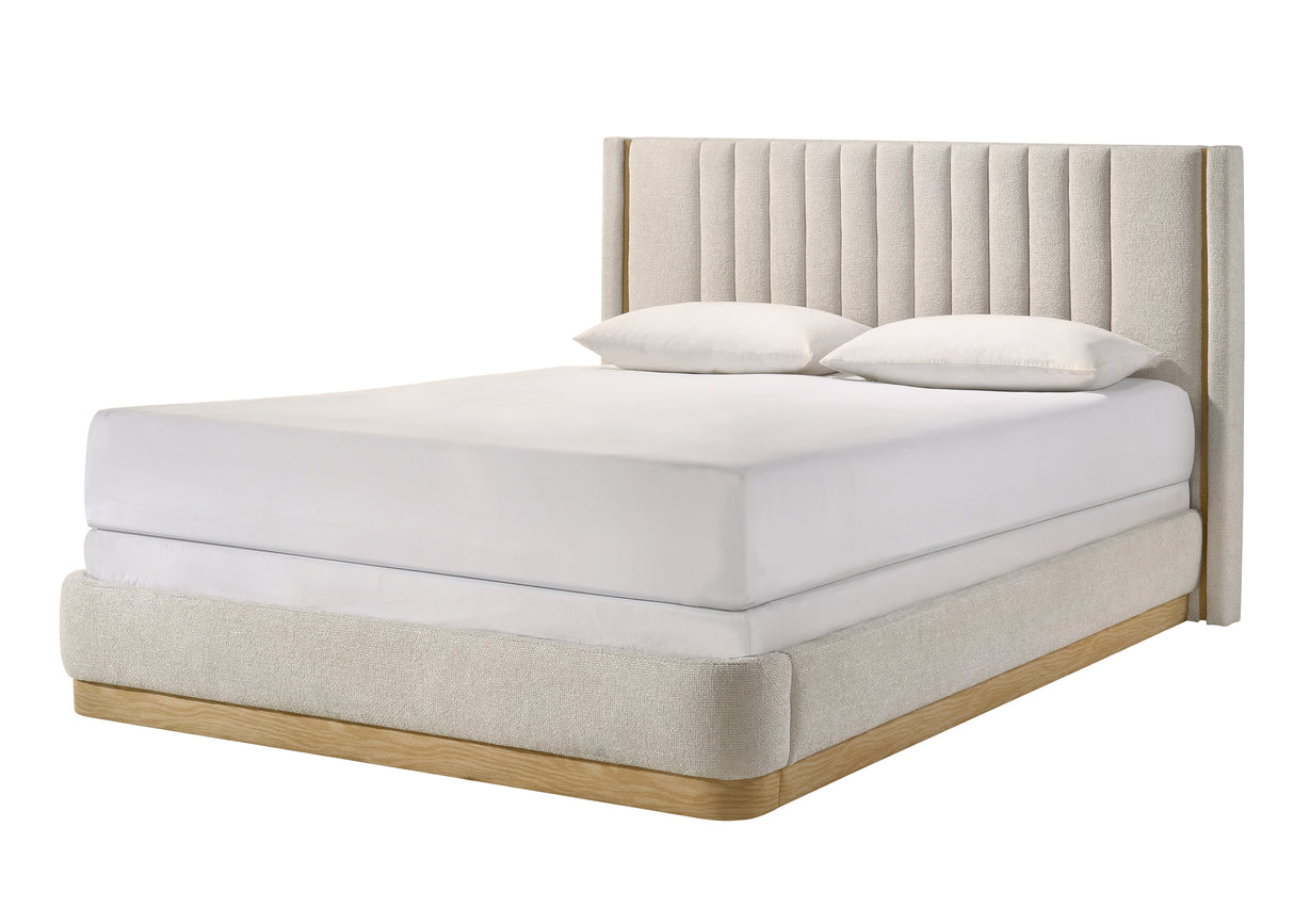 Charlene Oat Tweed Upholstered King Bed
