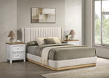 Charlene Oat Tweed Upholstered King Bed