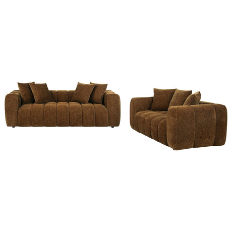 Lazaro Bronze 2-Piece Fabric Upholstered Wide Channel Sofa Set from Coaster - Luna Furniture