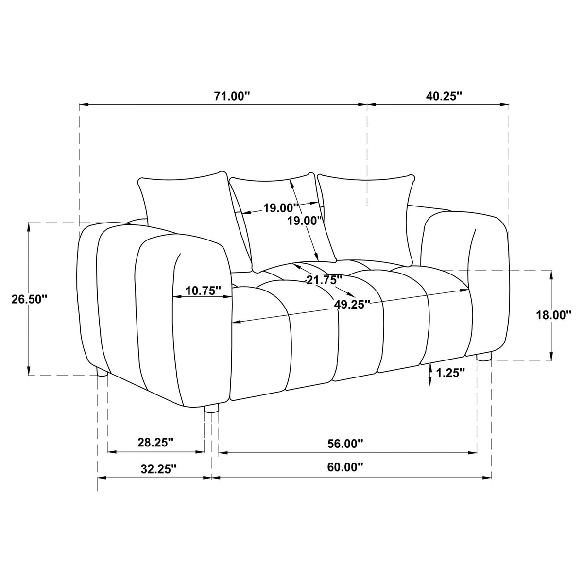 Lazaro Bronze 2-Piece Fabric Upholstered Wide Channel Sofa Set from Coaster - Luna Furniture