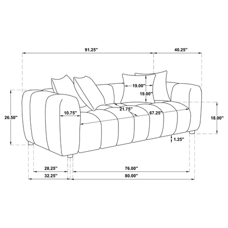 Lazaro Bronze 3-Piece Channel-Tufted Fabric Sofa Set from Coaster - Luna Furniture
