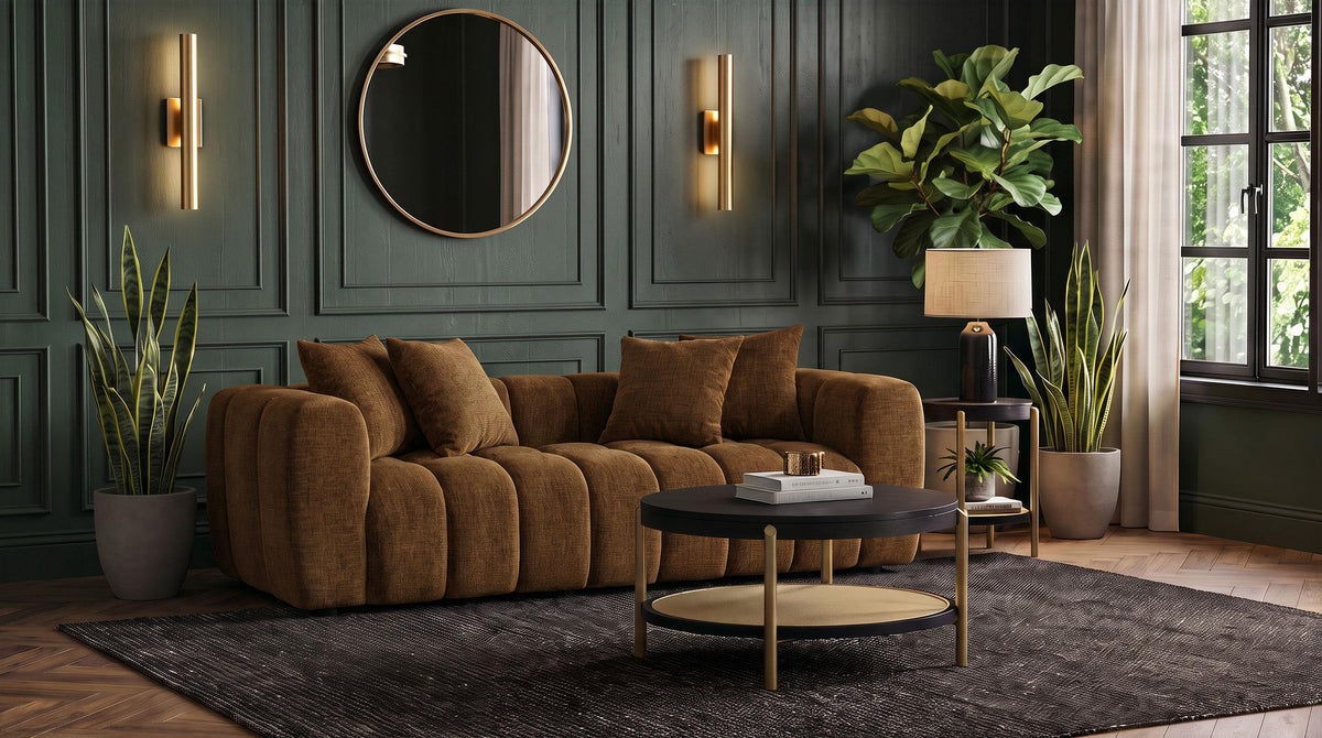 Lazaro Bronze Fabric Upholstered Wide Channel Sofa from Coaster - Luna Furniture
