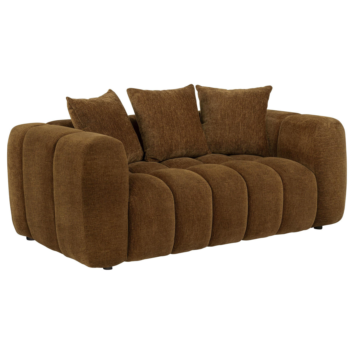 Lazaro Bronze Fabric Upholstered Wide Channel Loveseat from Coaster - Luna Furniture