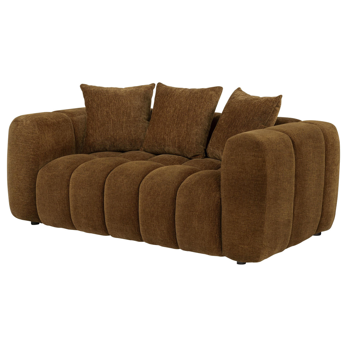 Lazaro Bronze Fabric Upholstered Wide Channel Loveseat from Coaster - Luna Furniture