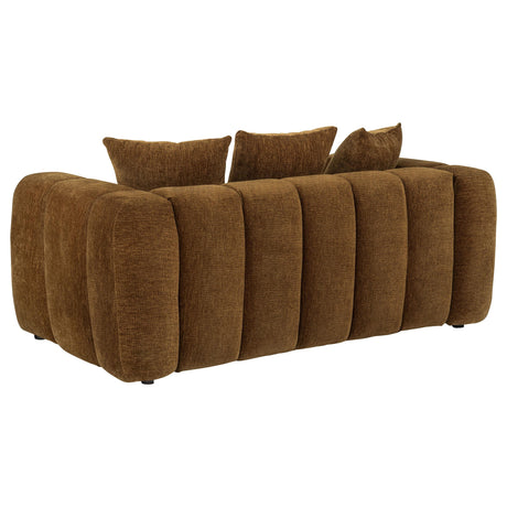 Lazaro Bronze Channel-Tufted Fabric Loveseat from Coaster - Luna Furniture