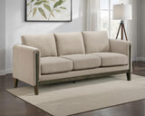 Islington Taupe Fabric Upholstered Panel Arm Sofa from Coaster - Luna Furniture