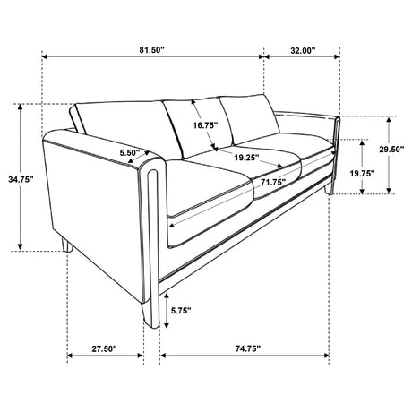 Islington Taupe Fabric Upholstered Panel Arm Sofa from Coaster - Luna Furniture