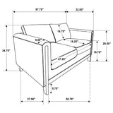 Islington Taupe Fabric Upholstered Panel Arm Loveseat from Coaster - Luna Furniture
