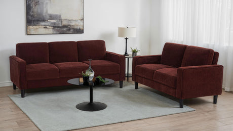 Ruth Rust Red 2-Piece Fabric Upholstered Track Arm Living Room Set-SET | 511211 | 511212-Coaster-511211-S2_01.jpg-Luna Furniture