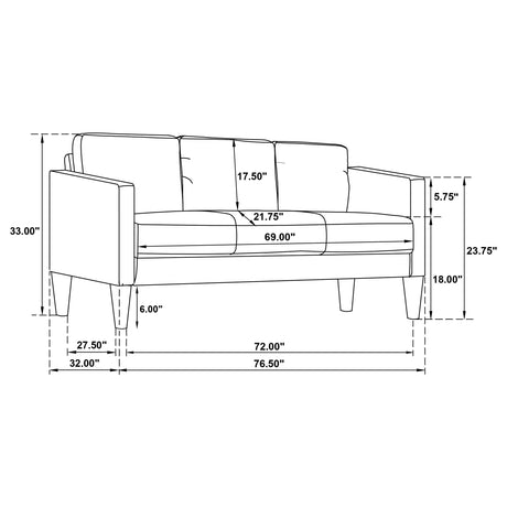 Ruth Rust Red 2-Piece Fabric Upholstered Track Arm Living Room Set-SET | 511211 | 511212-Coaster-511211-S2_12.jpg-Luna Furniture