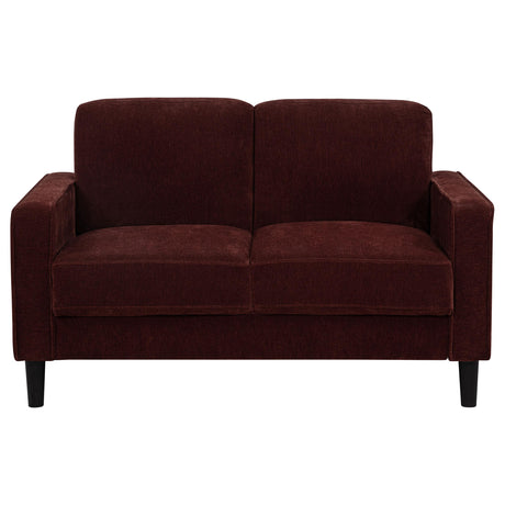 Ruth Rust Red 3-Piece Fabric Upholstered Track Arm Living Room Set from Coaster - Luna Furniture