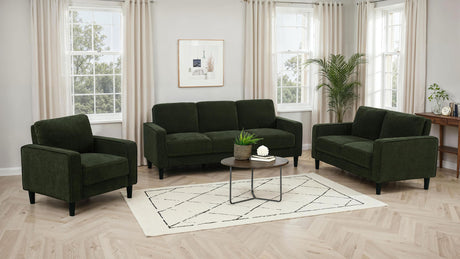 Ruth Matcha Green 3-Piece Fabric Upholstered Track Arm Living Room Set-SET | 511214 | 511215 | 511216-Coaster-511214-S3_01.jpg-Luna Furniture