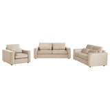 Amador Camel Chenille Upholstered Track Arm Living Room Set from Coaster - Luna Furniture