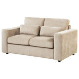Amador Camel Chenille Upholstered Track Arm Loveseat from Coaster - Luna Furniture