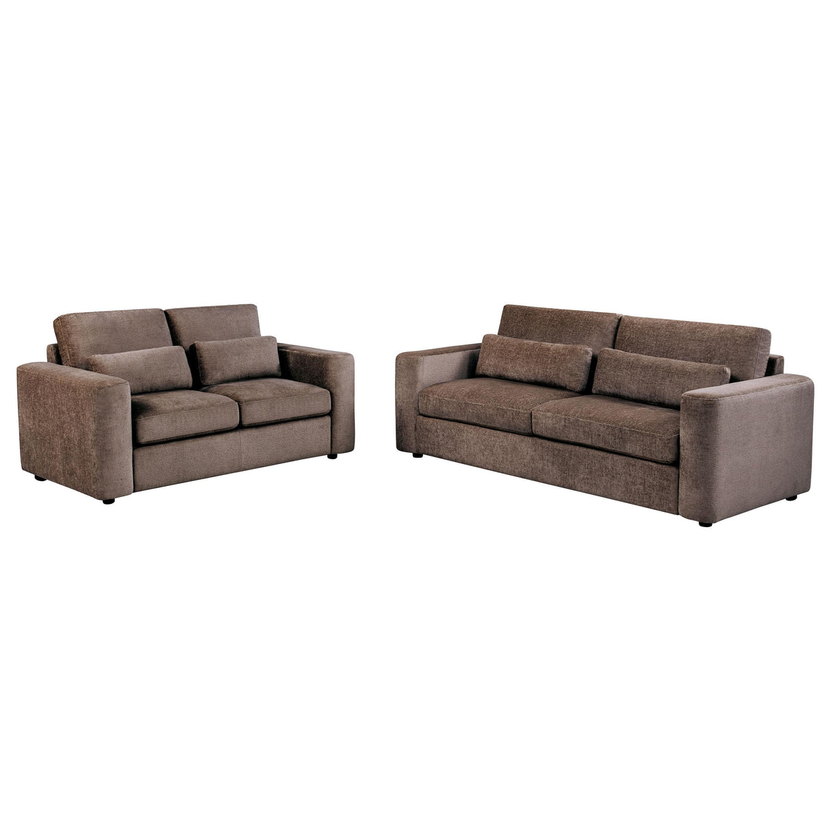 Amador Chocolate 2-Piece Chenille Upholstered Track Arm Living Room Set from Coaster - Luna Furniture