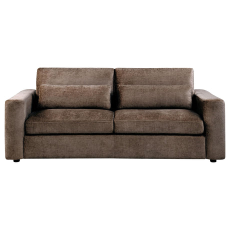 Amador Chocolate Chenille Upholstered Track Arm Sofa from Coaster - Luna Furniture