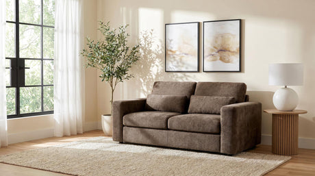 Amador Chocolate Chenille Upholstered Track Arm Loveseat from Coaster - Luna Furniture