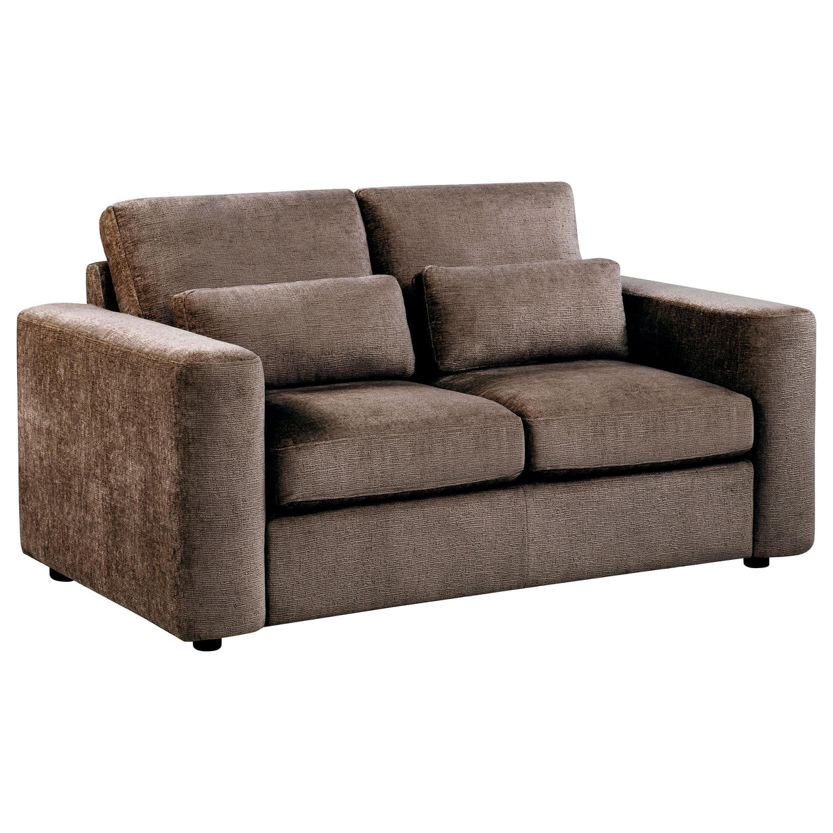 Amador Chocolate Chenille Upholstered Track Arm Loveseat from Coaster - Luna Furniture
