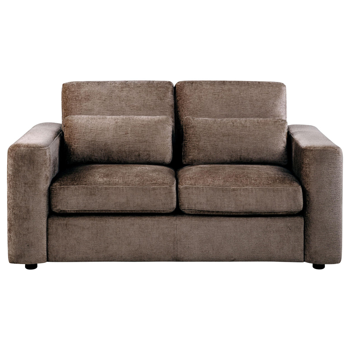 Amador Chocolate Chenille Upholstered Track Arm Loveseat from Coaster - Luna Furniture