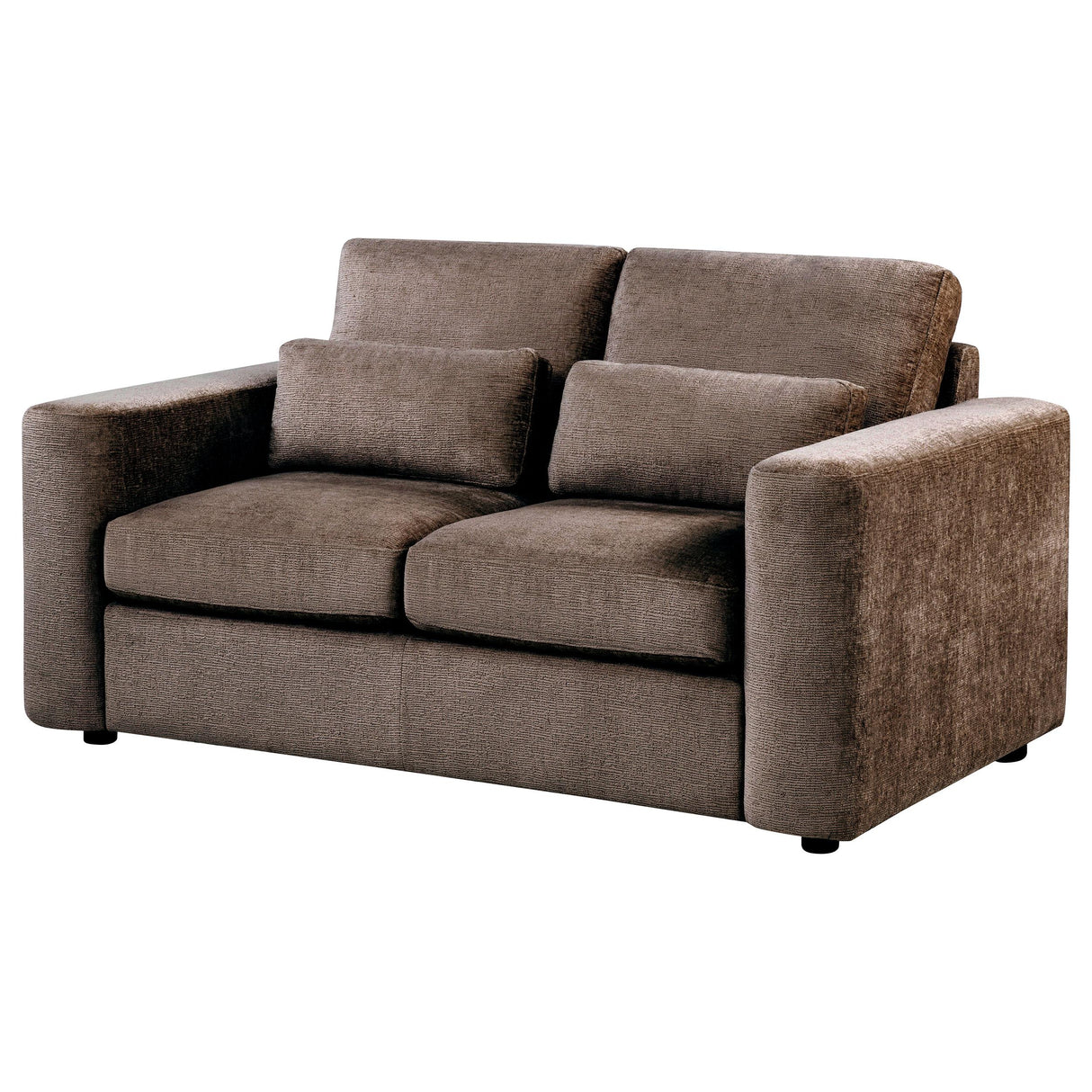 Amador Chocolate Chenille Upholstered Track Arm Loveseat from Coaster - Luna Furniture