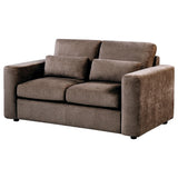 Amador Chocolate Chenille Upholstered Track Arm Loveseat from Coaster - Luna Furniture