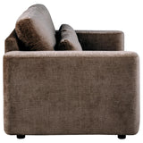Amador Chocolate Chenille Upholstered Track Arm Loveseat from Coaster - Luna Furniture