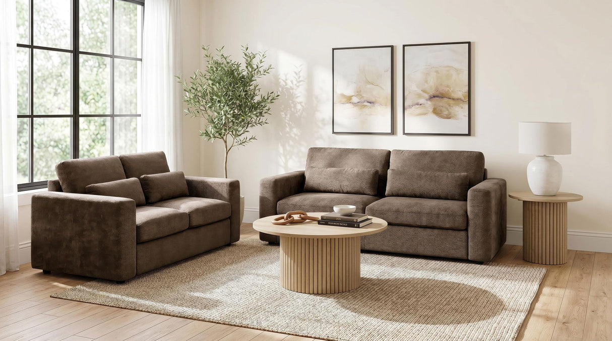 Amador Chocolate Chenille Upholstered Track Arm Loveseat from Coaster - Luna Furniture